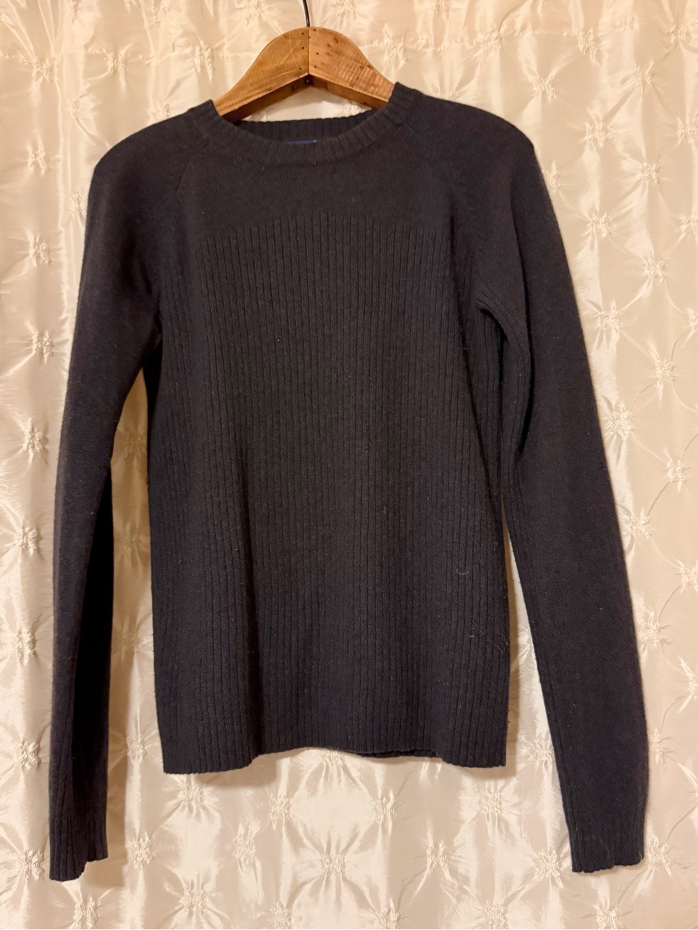 Vintage Patagonia Cashmere Wool Ribbed Knit Crewneck Sweater Charcoal Grey 2001
